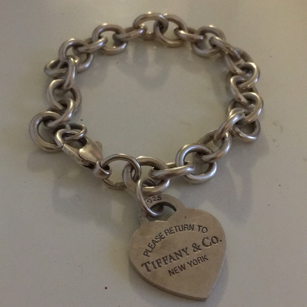 Tiffany & Co sterling silver heart charm bracelet